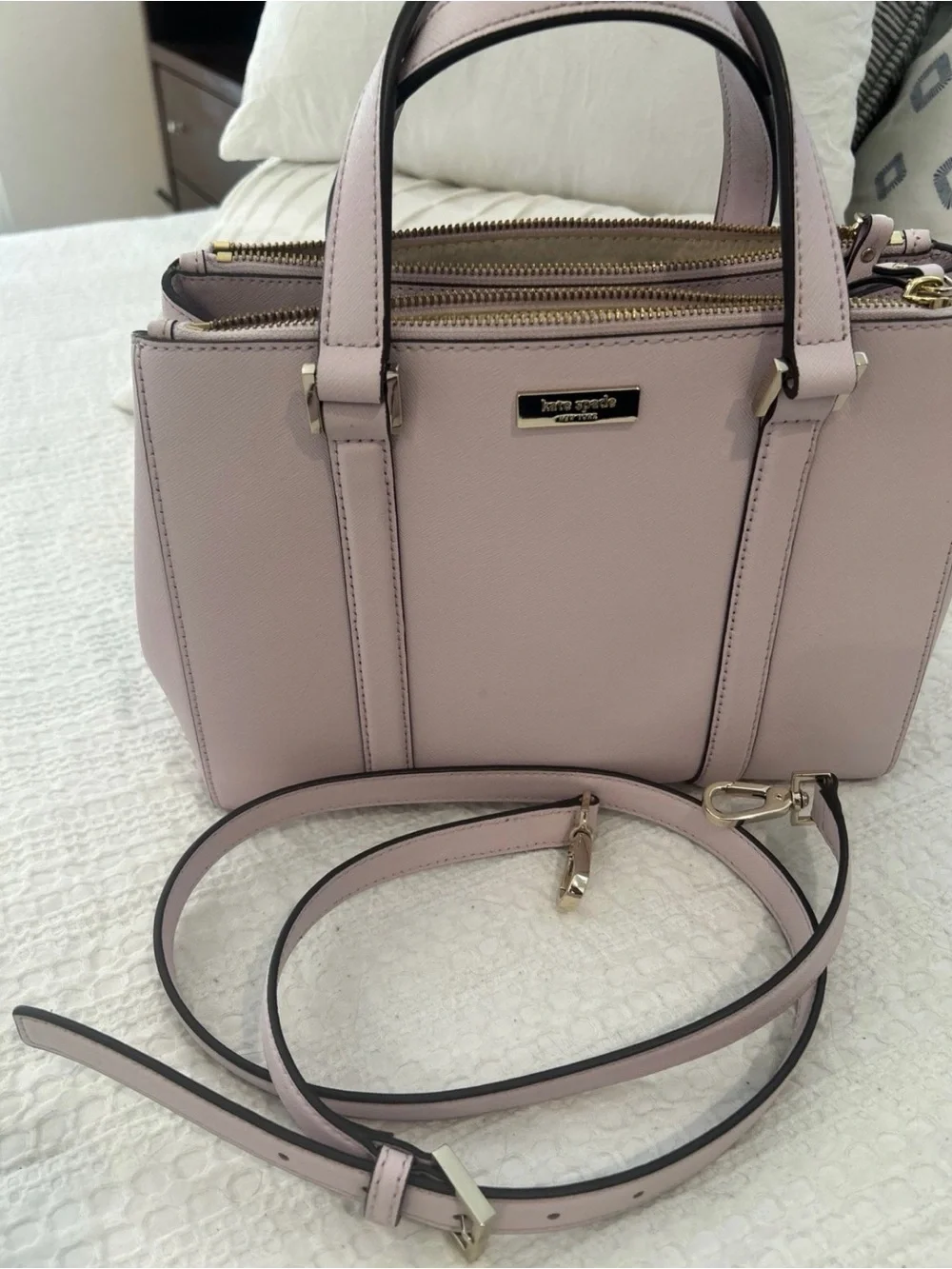 kate spade Pale Pink Structured Satchel with Gold Hardware